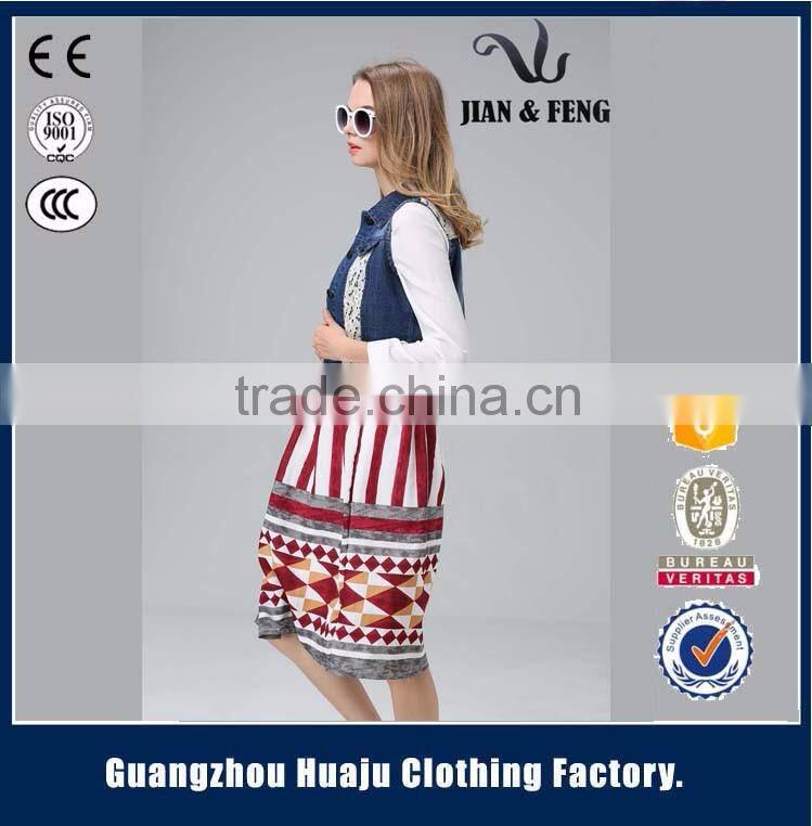 2016 New arrival sleeveless denim vest jean jacket for women