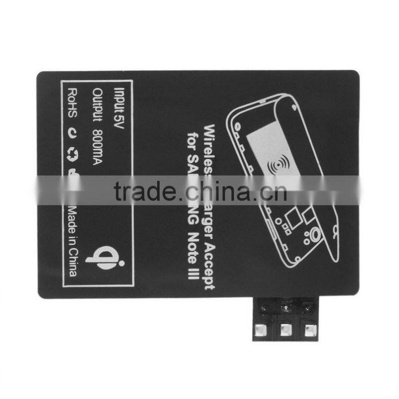 Qi Wireless Charger Receiver Card Black for Samsung Galaxy Note3 III N7100 Wholesale