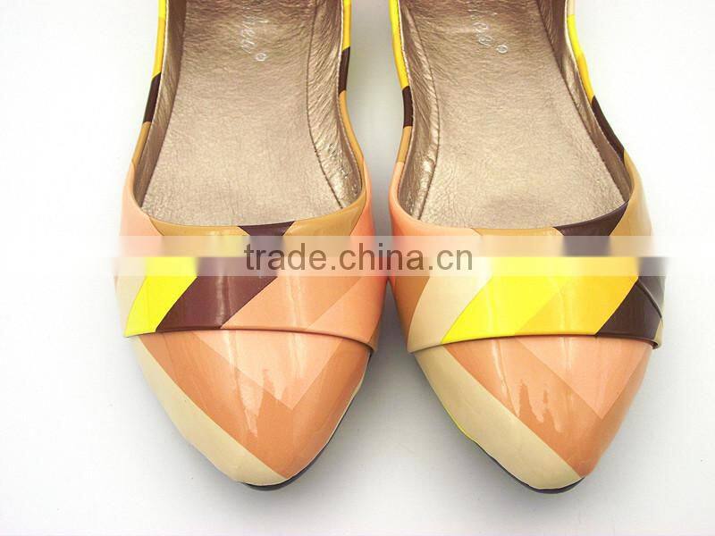 2016 wholesale factory price special leather multicolor lady flat shoes in stock