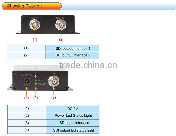 1x2 HD-SDI/SDI distribution amplifier/repeater