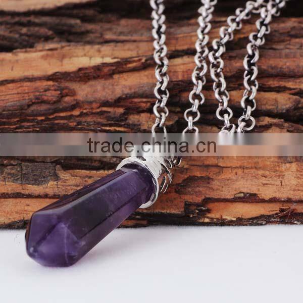 Customized Best Gift Purple Charm Necklace with Gold Chian Necklace