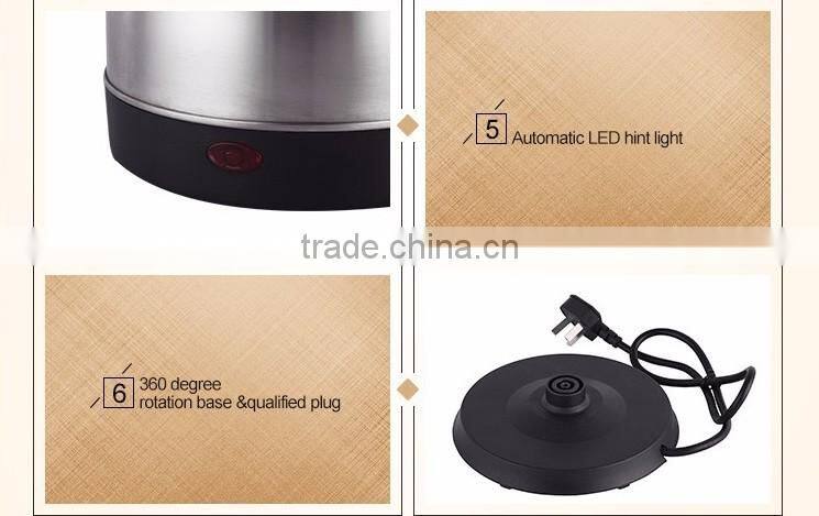 2016 hot selling double wall stainless steel electric kettle