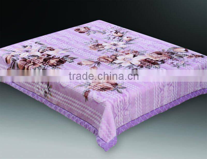 100% polyester raschel quality printed zig-zag double blanket
