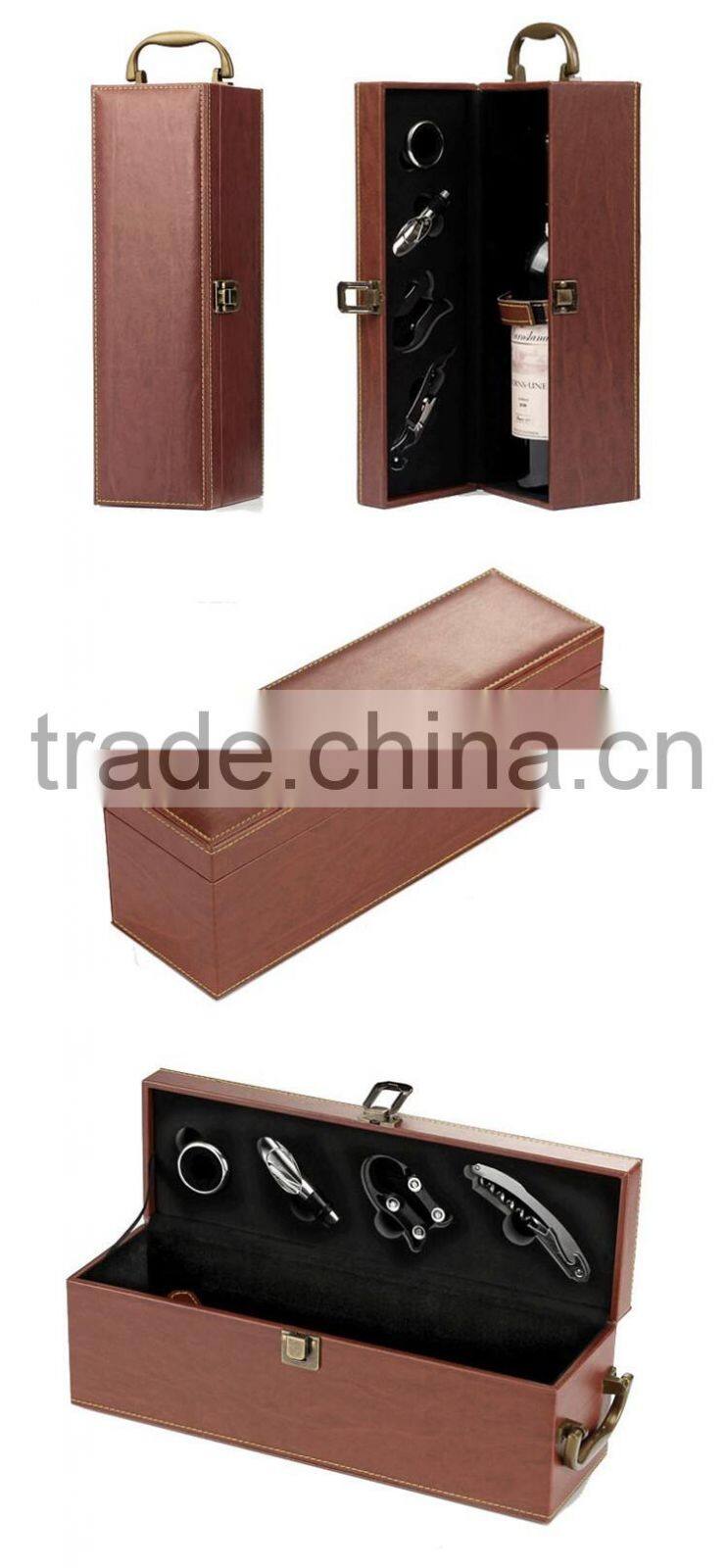 High end single bottle leather wine gift box