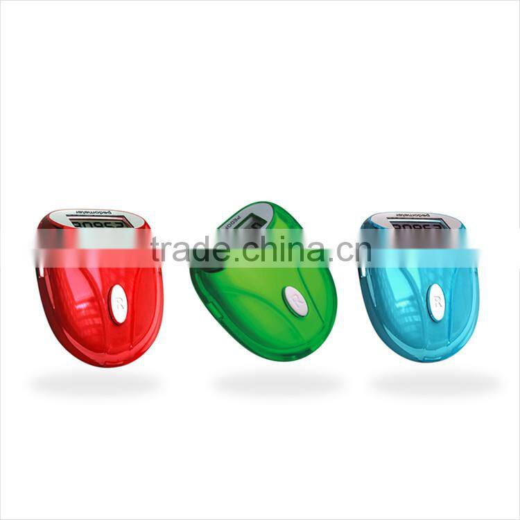 2015 new technology and new product style Eco-friendly ABS color Buttonless P3D pedometer with LED backlight