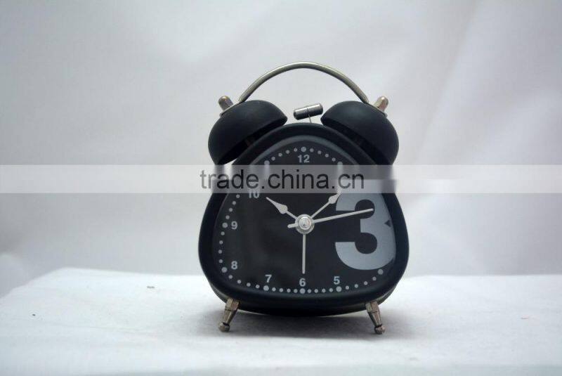 high quality triangle double bell promotional alarm clock for kids