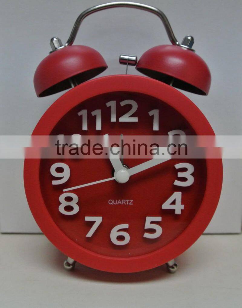 3D numbers 3" plastic twin bell alarm desktop clock