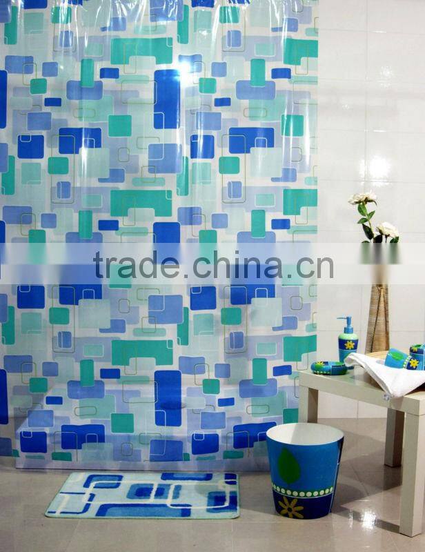 Wholesale PVC Shower Curtain with Eyelets and Hooks