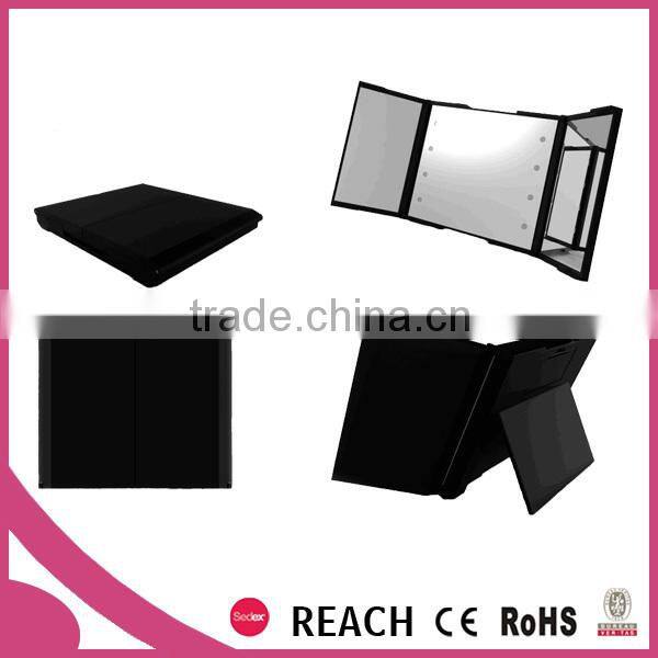 Portable folding makeup table mirror, mini desk cosmetic mirror with lights
