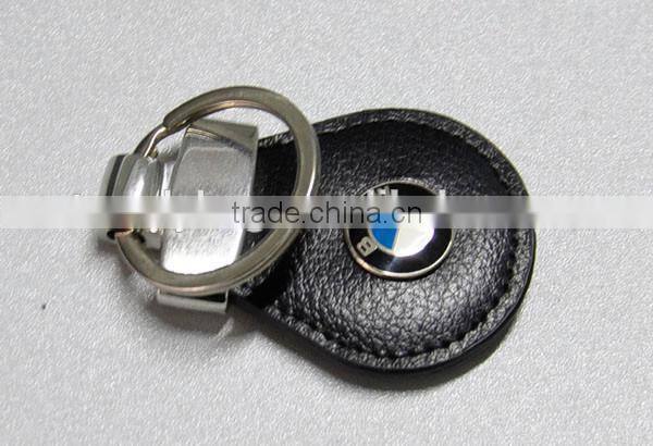 Customized popular leather auto key chains souvenir keychain leather and metal