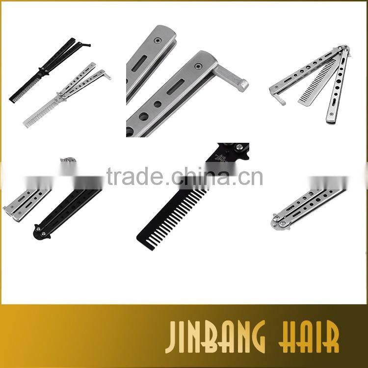 new design cheap price knife comb salon stainless steel mental trainer butterfly knife comb