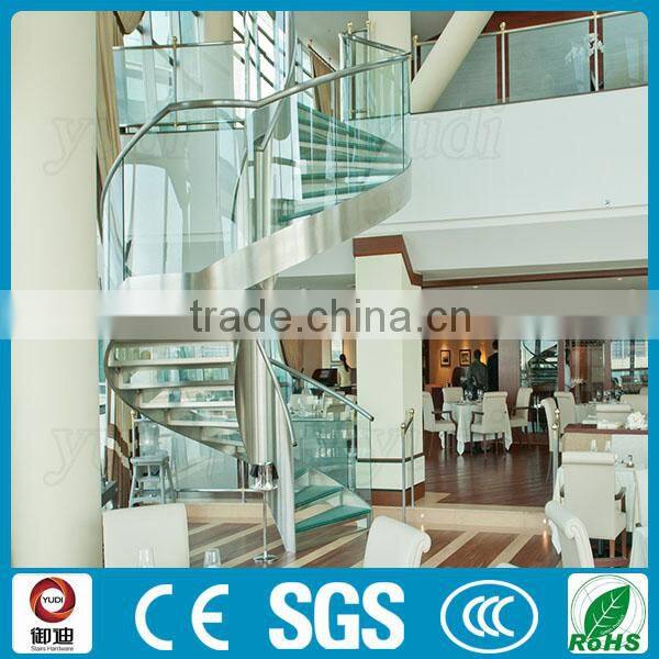 modern commercial hotel glass curved stairs price