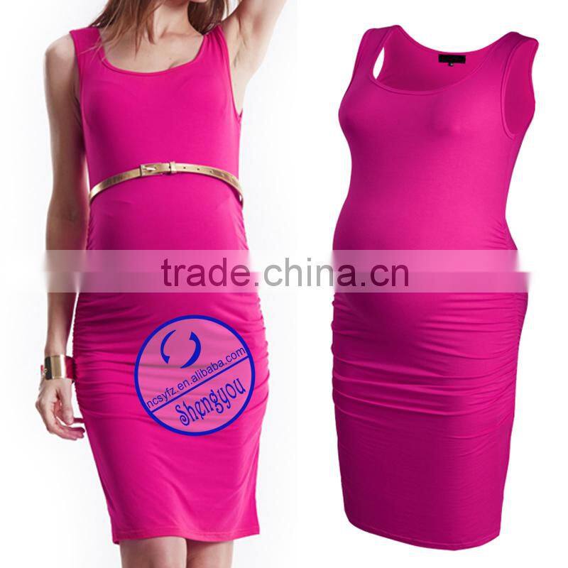 Custom spandex bamboo fiber plain maternity sleeveless dresses