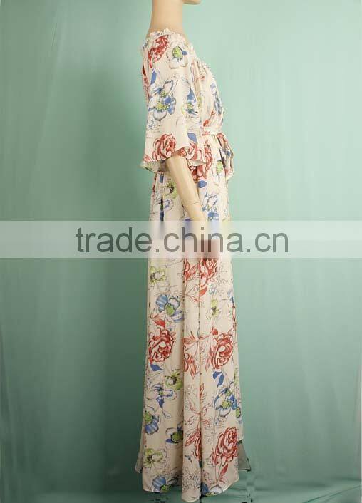 Floral printing long dress chiffon new style dress WD150932729