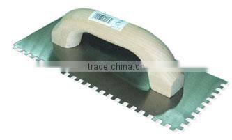 Plastering Trowels with Wooden Handle, Closed Type, Square Notching Tools