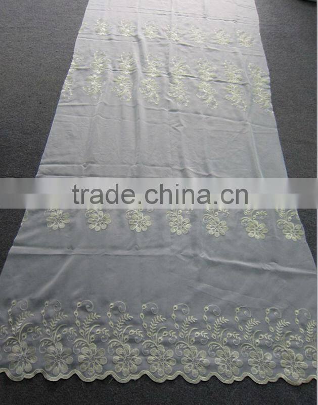 100% polyester voile with embroidery fabric