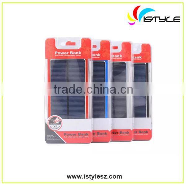New type Customized color and logo real capacity 10000mah portable solar power banks with powe for mobile phones and USB devices