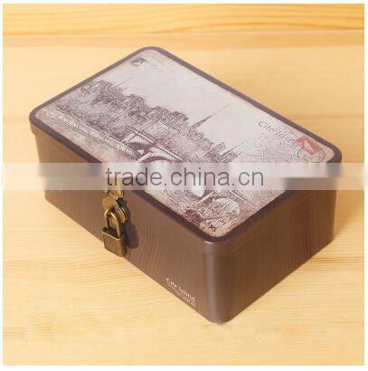 vintage style diary box, collecion tin box with lock