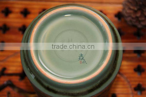 Longquan celadon Hand - plums glazed stippling bamboo pen