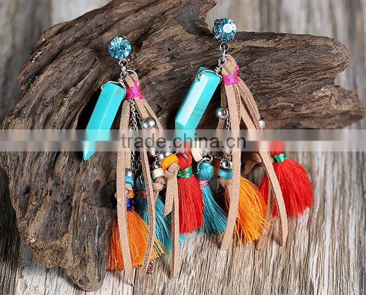 Fashion jewelry vintage bohemian ethnic beautiful colorful tassel dangle earring