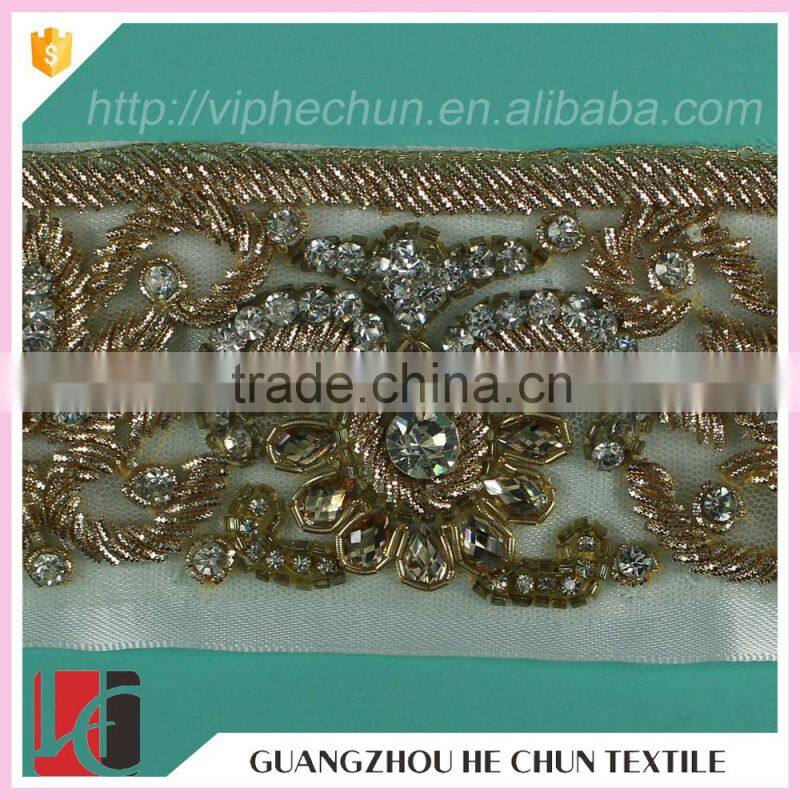 HC-7484-1 Hechun 2016 Crystal Material Iron On Bridal Belt Bride Sash