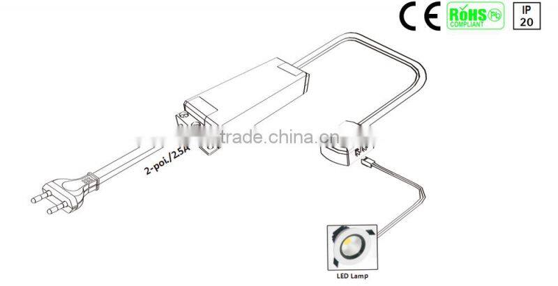 led connector for Euro Power Cord 6 Way Stecke Connectors for Linear Lights