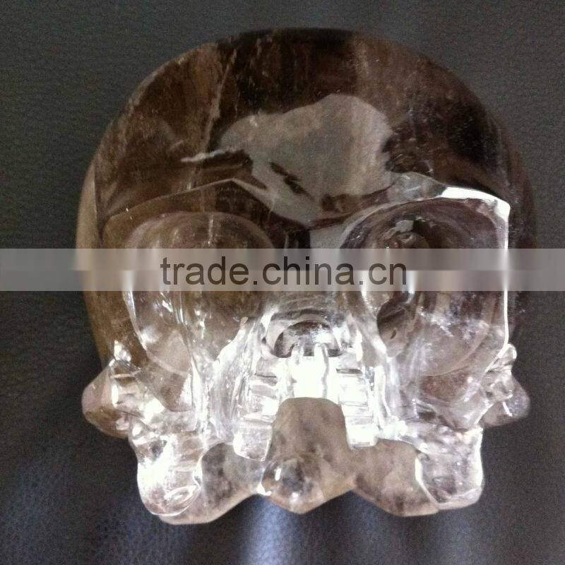 Smoky Quartz Customized 2/3 Skull with No Jaw