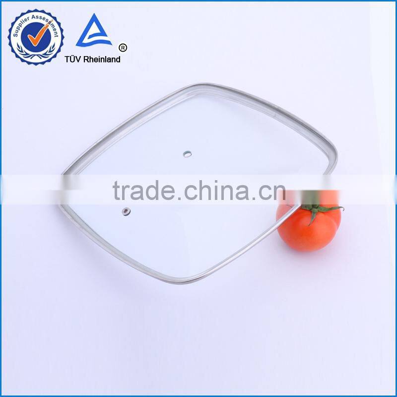 Glass lid with stainless steel rim for kitchen