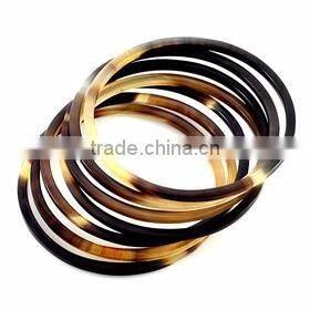 Eco-friendly blue lacquer and white water buffalo horn bracelets