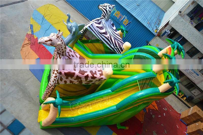 2016 New Design Inflatable Jungle Animals Bouncers House Slide Inflatable Zebra Slide Elephant Slide Giraffe Slide