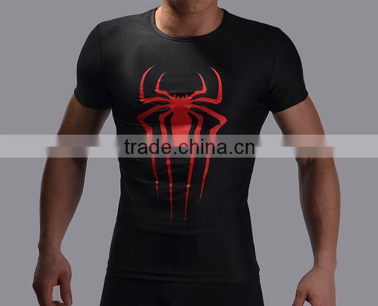 Summer style men marvel superhero/bat-man compression t shirt superman gym men fitness sport workout crossfit clothes shirt