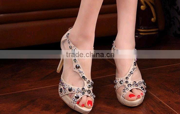Latest Style Nude Peep Toe High Heel Shoe Bridal Shoes(WS-5002)