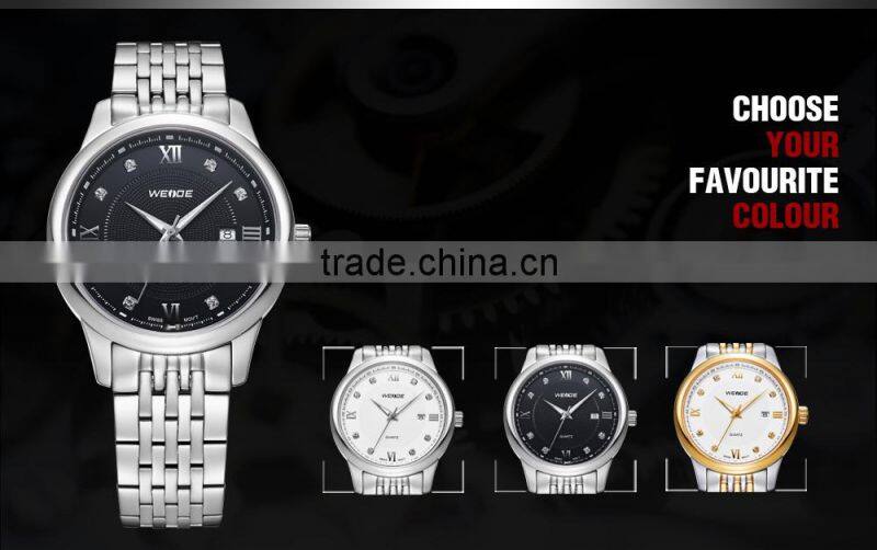 WEIDE full stainless steel wrist watch high quality quartz watches men