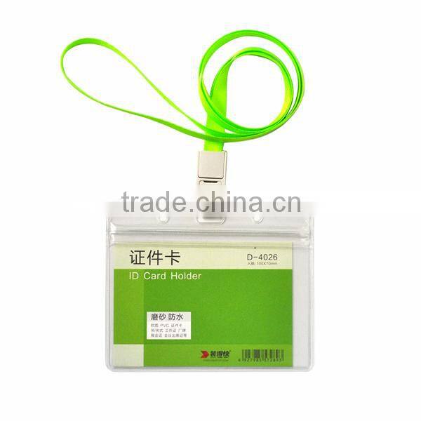 clear vinyl vertical ID badge holder with slot and chain holes