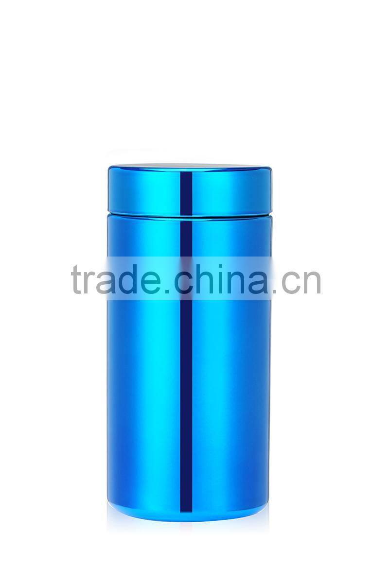 13oz/380ml Blue Chromed/ Metallized Plastic HDPE Bottle
