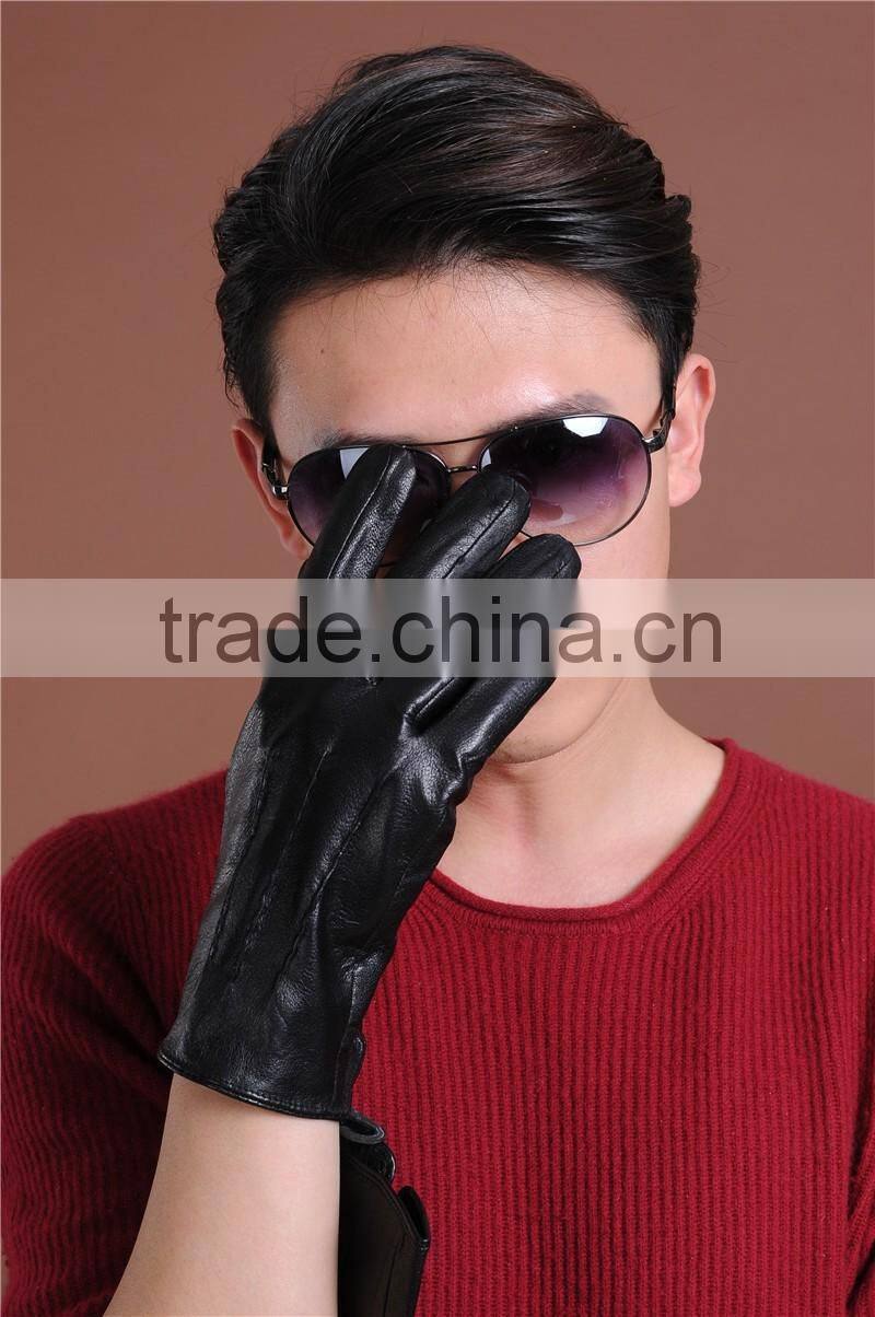 Winter Men's Genuine Leather Gloves Driving Sheepskin Mittens Thicken Warm Fashion Male Gloves