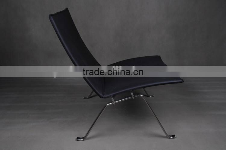 304# stainless steel ergonomic leather chaise lounge pk22 chair replica