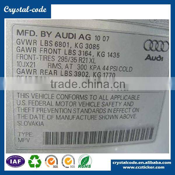 Auto parts description label stamping derectly on the Auto parts