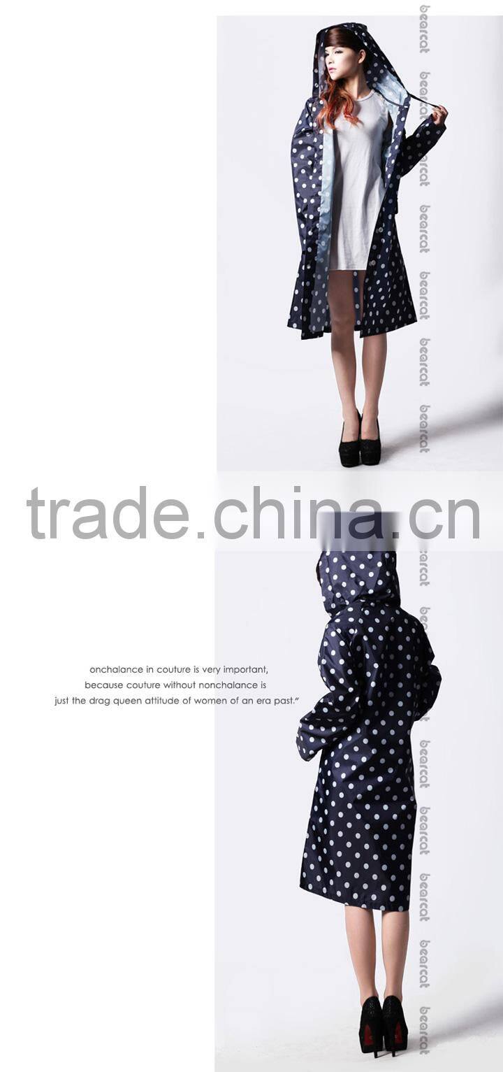 BEARCAT personality slim raincoat,dot women Poncho