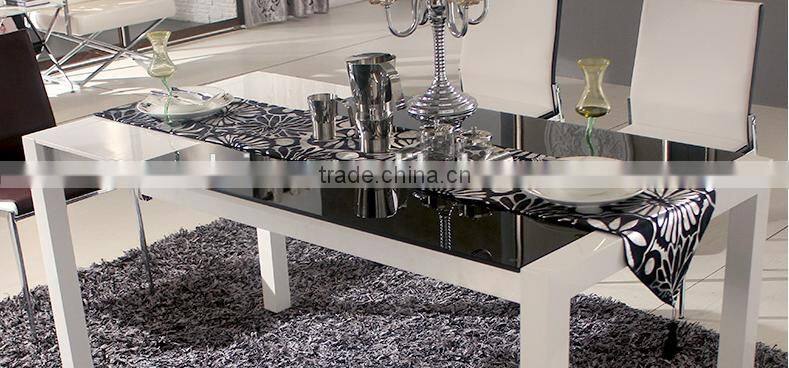 2016 simple modern stainless steel black expandable dining table