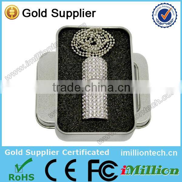 Blink jewelry usb flash drive 8gb 16gb round cube necklace usb