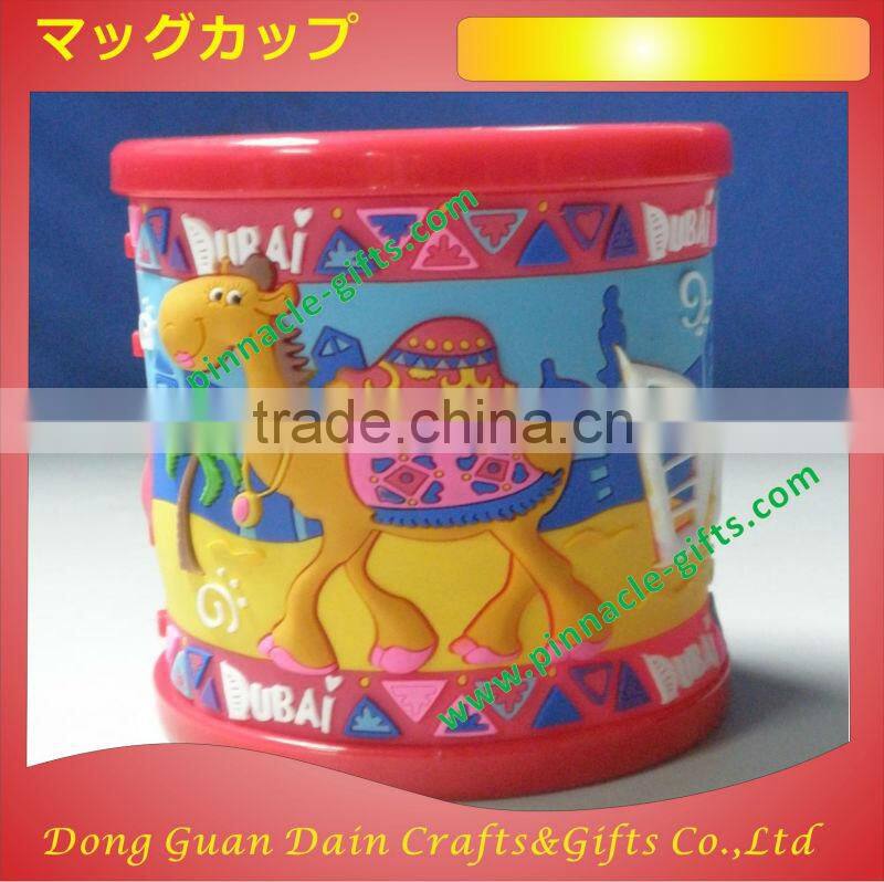 Customzied logo 230ml PVC soft plastic mugs 3D animal mark mug