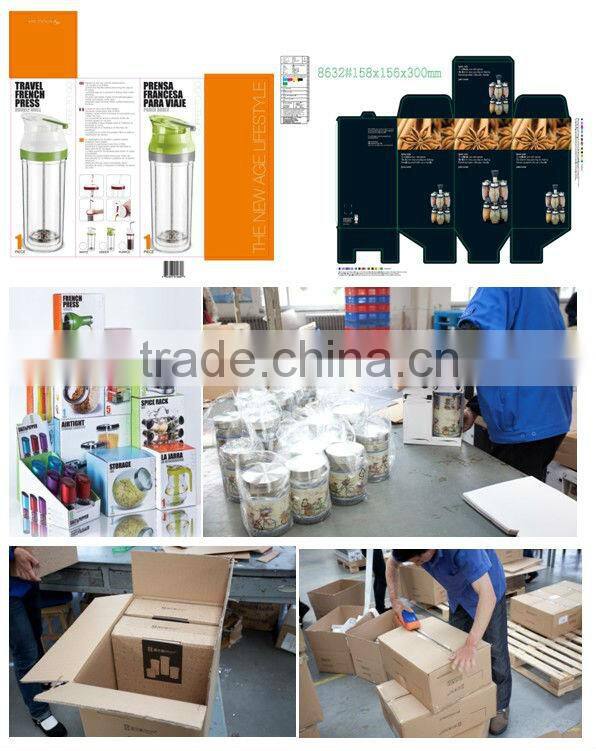 SINOGLASS 4 pcs glass storage canister jar set with TUSCAN VILLA decal