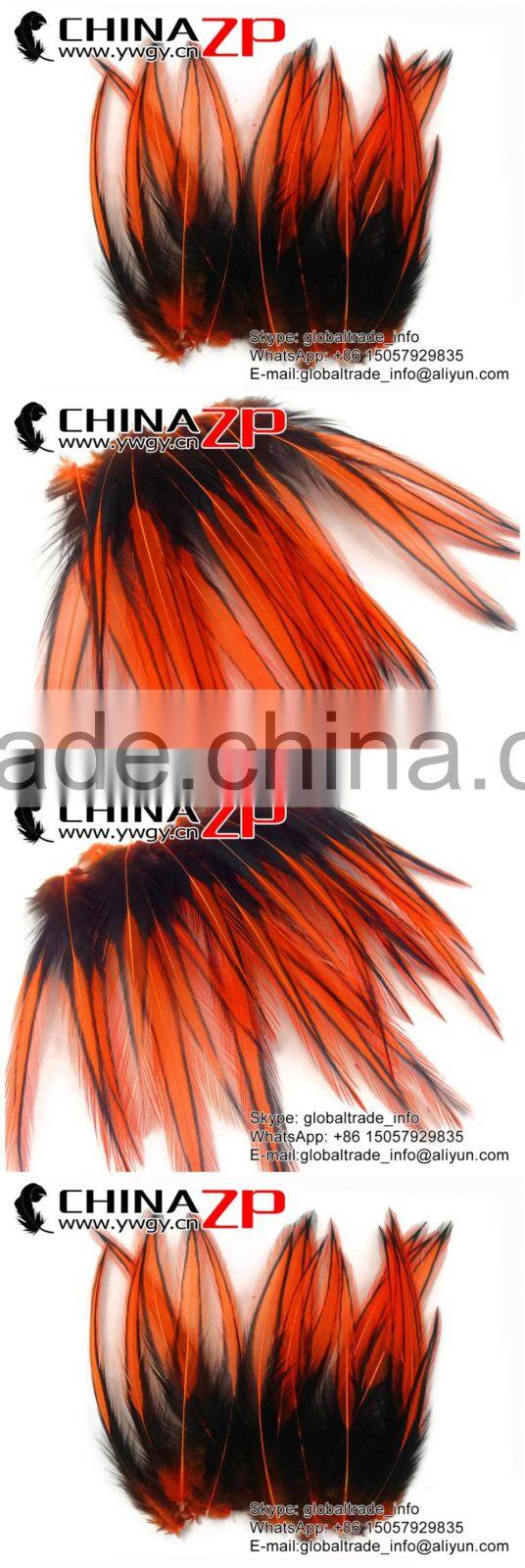ZPDECOR Feather Bulk Sale Cheap Dyed Orange Laced Pointy Chicken Cape Feathers