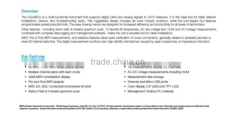 Deviser DS2460Q catv meter QAM Analysis Meter