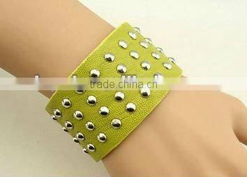 Fashion Punk Faux Leather Bracelet with Dot Rivets