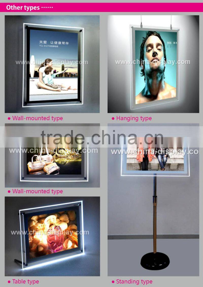 Slim-line illuminated desktop sign holder led picture frame
