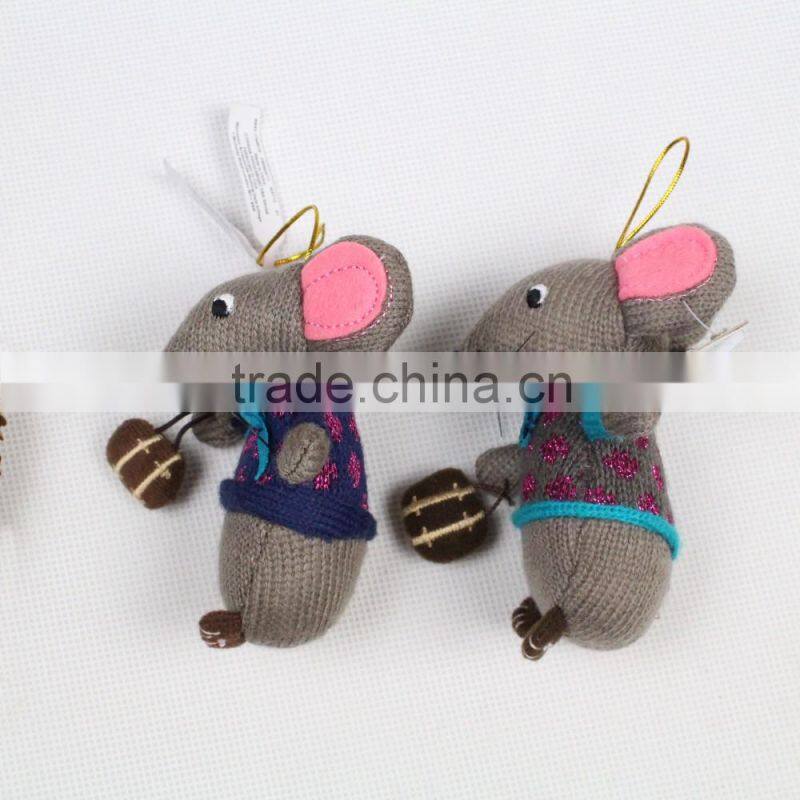 Custom made factory stuffled animal grey mouse rat knitted plush toys