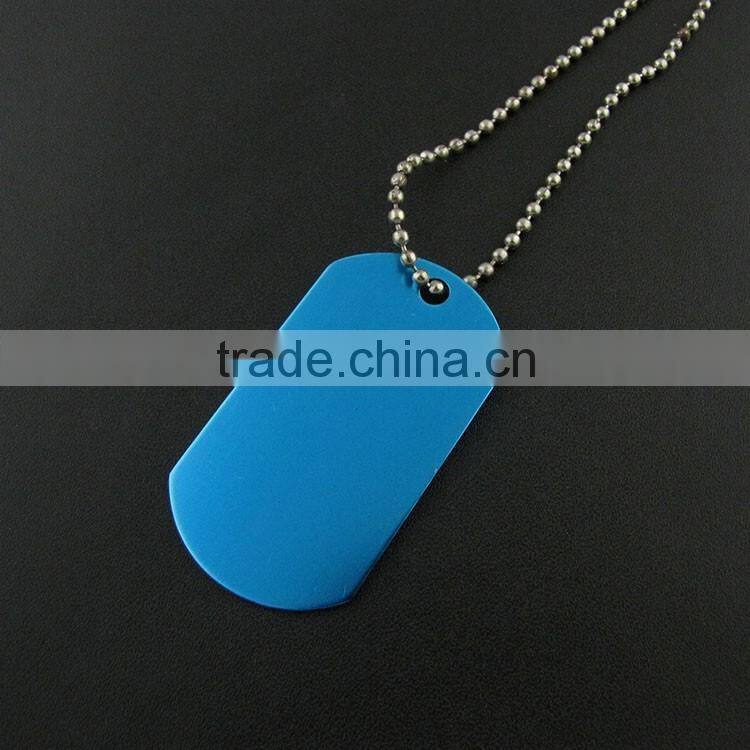 2016 High quality metal aluminum dog tag with ball chain