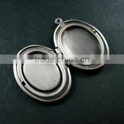13x18mm oval bezel tray setting vintage antiqued brass silver photo locket pendant charm DIY supplies 1123012